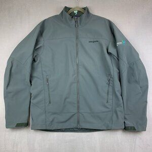 Patagonia Mens Adze Jacket XL Gray Full Zip Softshell Polartec Company Logo